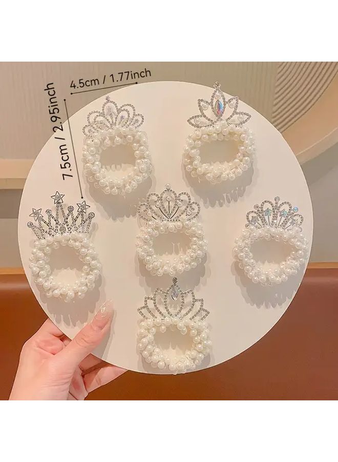 6 Pack Cute Crown Hair Bands For Girls Princess Bun Ties Ponytail Accessories - Image 4